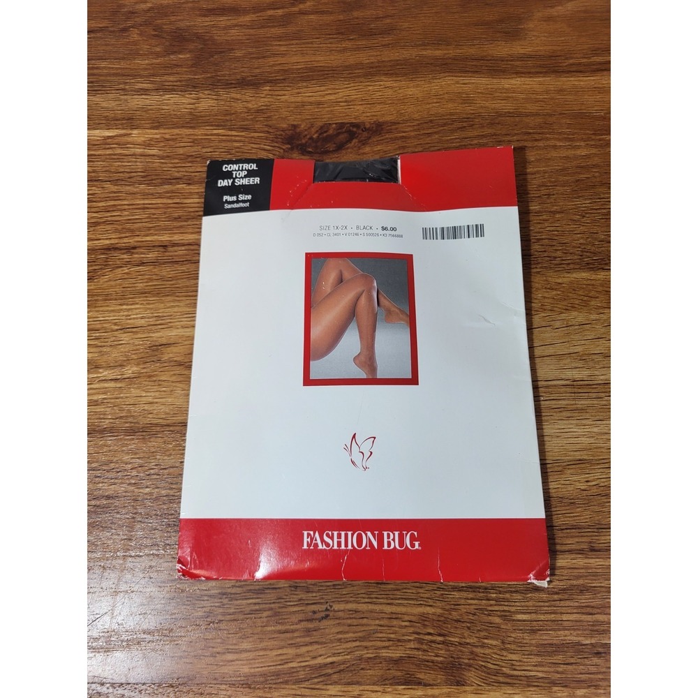 Fashion‎ Bug Day Sheer Pantyhose PLUS Size 1X 2X Black Sandalfoot